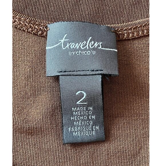 Chico's Travelers Collection Size Large (2) Slinky Stretchy Brown Tank Top - Picture 3 of 5